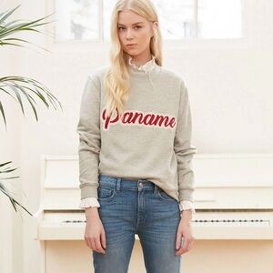 Claudie Pierlot Paname Text embroidered Cotton-blend Sweatshirt grey